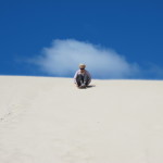 Sand-boarding at Little Sahara dunes