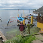 Boarding our bangka at the lake around Taal volcano