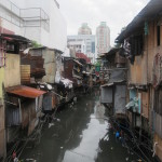 Shacks and houses along on a 'Rialto' canal