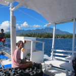 On the bangka to Apo Island looking back at Negros Island