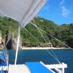 Arriving at Apo Island cove