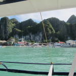 El Nido nestled in the limestone hills at top of Palawan Island