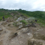 Steam rushes through a fissure on the Taal trail