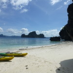 Our private beach after kayaking the islands near Miniloc