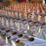 Yak butter votives from the devout, Bon Monastery, Sikkim