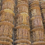 Rich sculpture of the temple walls at Khajuraho