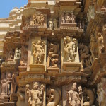 Columns of gods and mythical creatures adorn the temples, Khajuraho