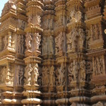 Rich sculpture of the temple walls at Khajuraho