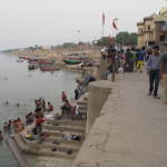 Morning activity in the Ganges and the ghats