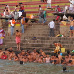 Bathing in the Ganges at the ghats