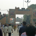 Visitors stream toward the Wagah border for the ceremony