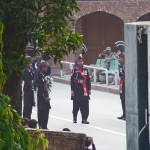 Pakistani soldiers presiding over the Wagah border ceremony