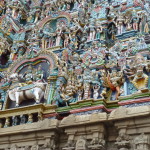 Detail of gopura with Shiva and Parvathi, Madurai
