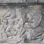 Elaborate, vivid frieze of Krishna in battle against evil, Prambanan