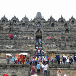 Stairway to heaven: tourists on the fast track at Borobudur