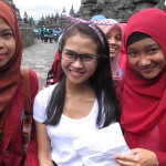 School children preparing to interview us atop Borodudur