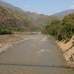 On the bridge across to the highway, Trishuli River