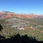 Flat top of Doe Mountain backed by new housing development