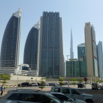Two sail shaped towers near Burj al Khalifa on the Strip