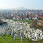 Cemetery of Muslim dead, 1992 to 1995, rising from town