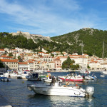 Hvar town harbor and Spanish fort