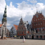 Ratslaukams Square, and 14th c. House of Blackheads, guild hall for Unmarried Merchants, Riga