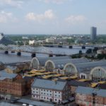 Market halls and National LIbrary, Daugava River, Riga