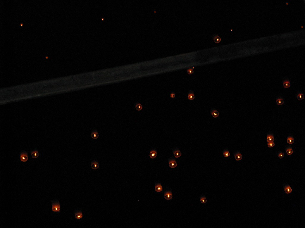 Lanterns floating like stars in the sky - Chiang Mai